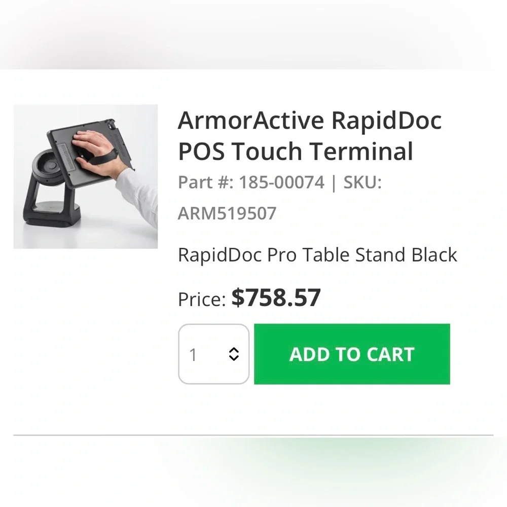ArmorActive RapidDoc POS Touch Terminal Stand - Black